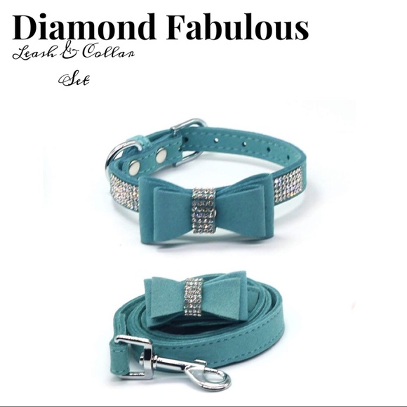 Large  Diamond Fabulous Leash And Collar Set of 2 - Picture 2 of 14